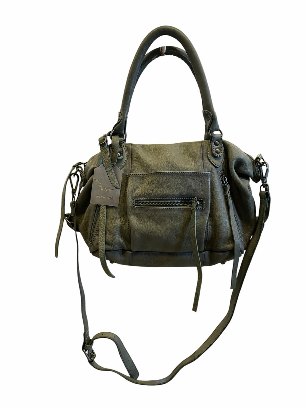 Free People Baby Emerson Olive Green Leather Shoulder Bag - Picture 2 of 12